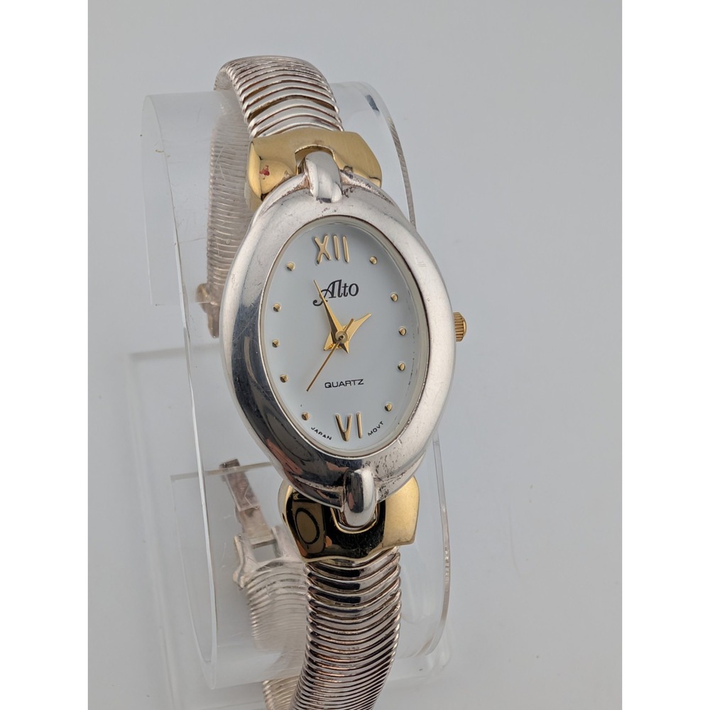 Vintage‎ Alto Watch Women 23mm Case Two Tone 7.5" Band- New Battery